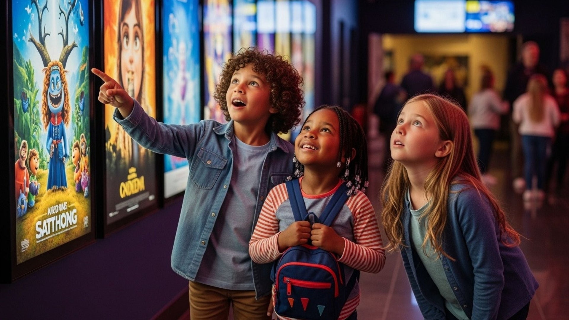 kids watching animated films